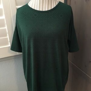 Lularoe Green and Navy Irma Top